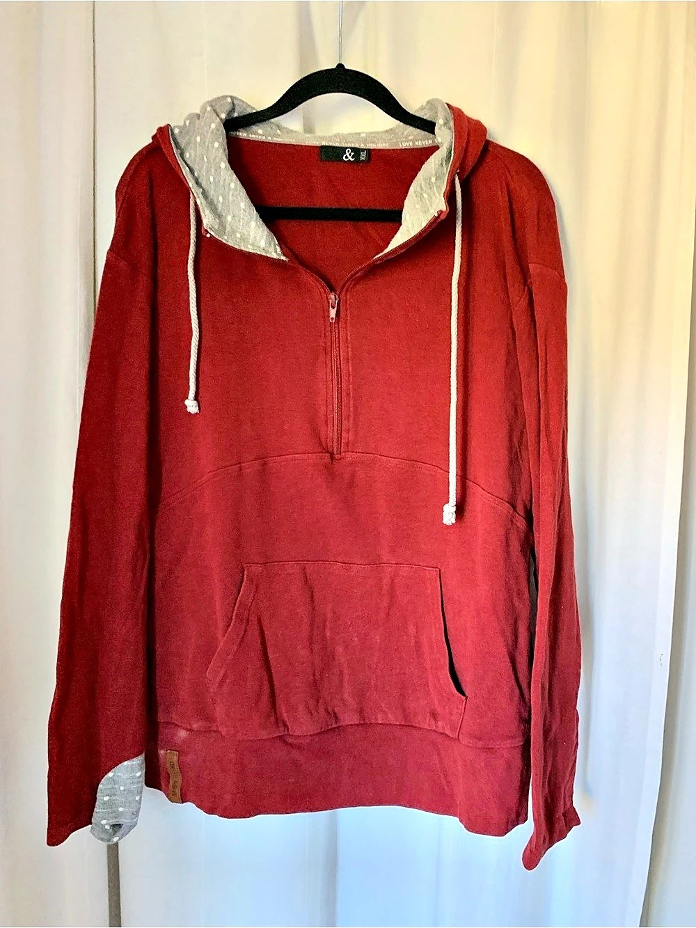 Ampersand Avenue Half-Zip Hoodie Red & Gray Size XXL